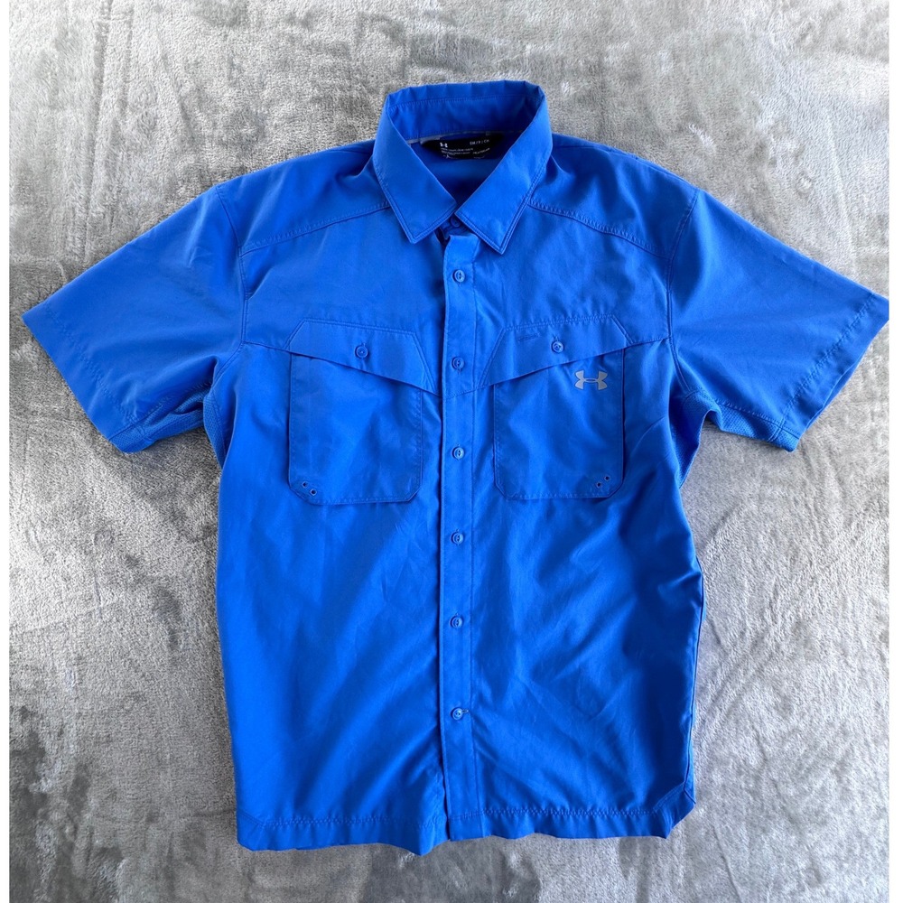 Under Armour Fishing Shirt Small Blue HeatGear Vented Outdoor Gorpcore Tech